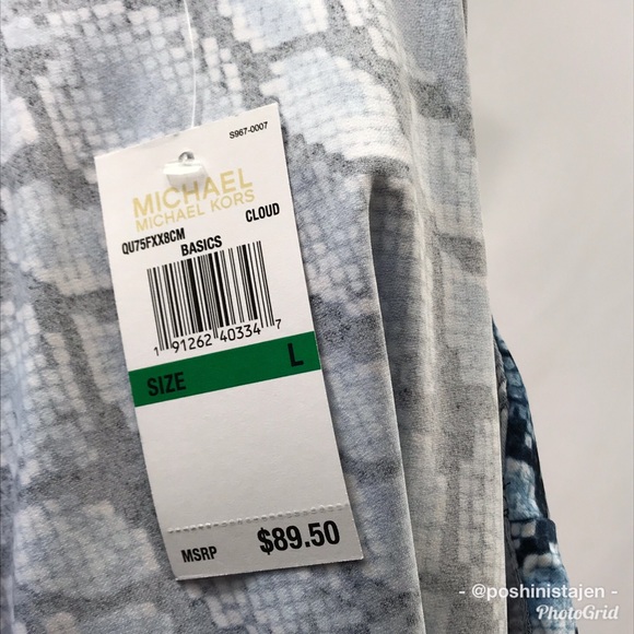 🆕 NWT Michael Kors Blue Python One Shoulder Top - Picture 8 of 8